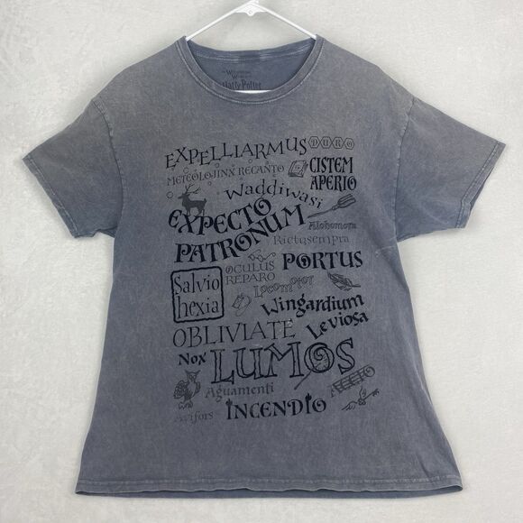 Harry Potter Univeral Studios Spell Shirt Adult Large Gray Short Sleeve Crewneck - Picture 1 of 9
